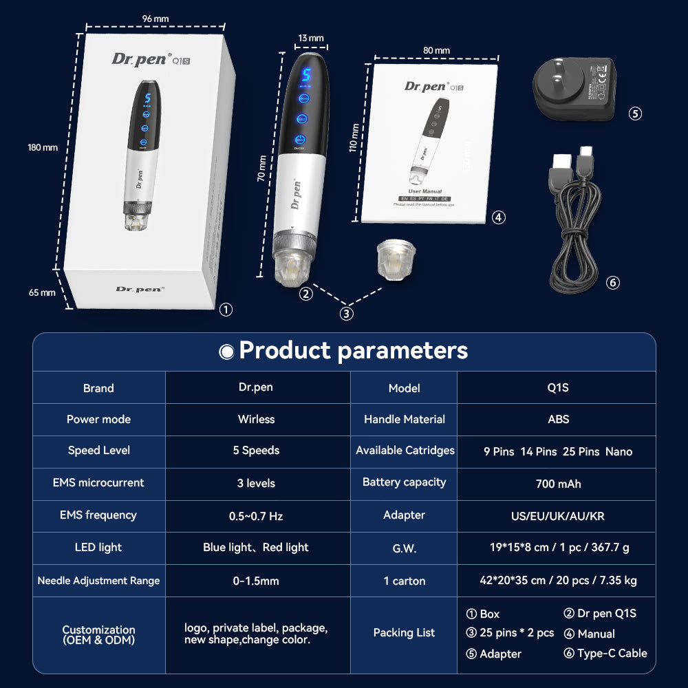 Dr.Pen Bio Pen Q1S – Microneedling cu EMS și LED pentru față și scalp
