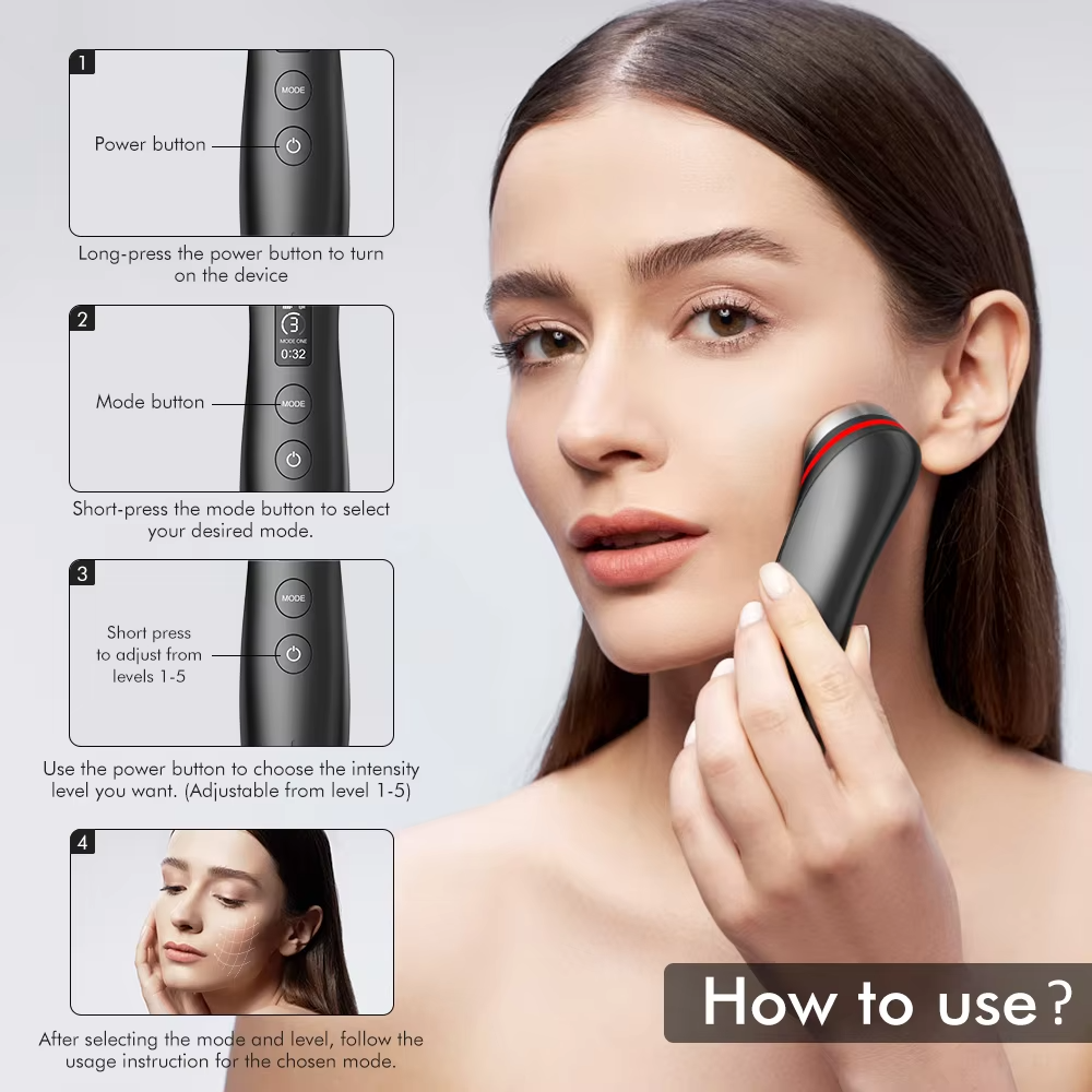 Aparat Masaj Facial Portabil RF + EMS – Lifting & Rejuvenare Facială